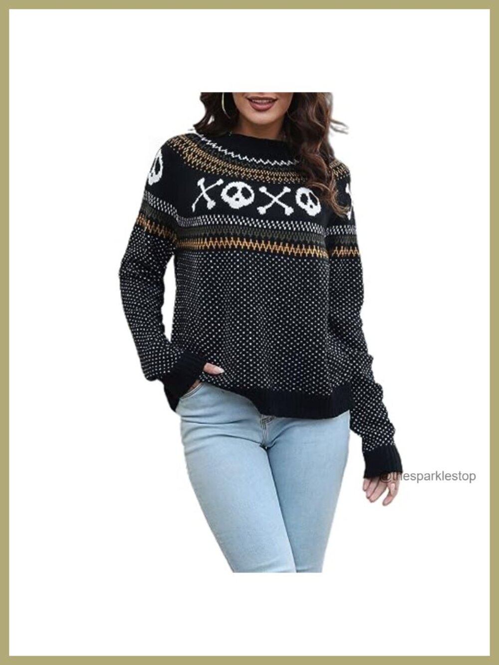 Women's Leopard Print Knitted Pullover Sweater Long Sleeve Crew Neck Jumper